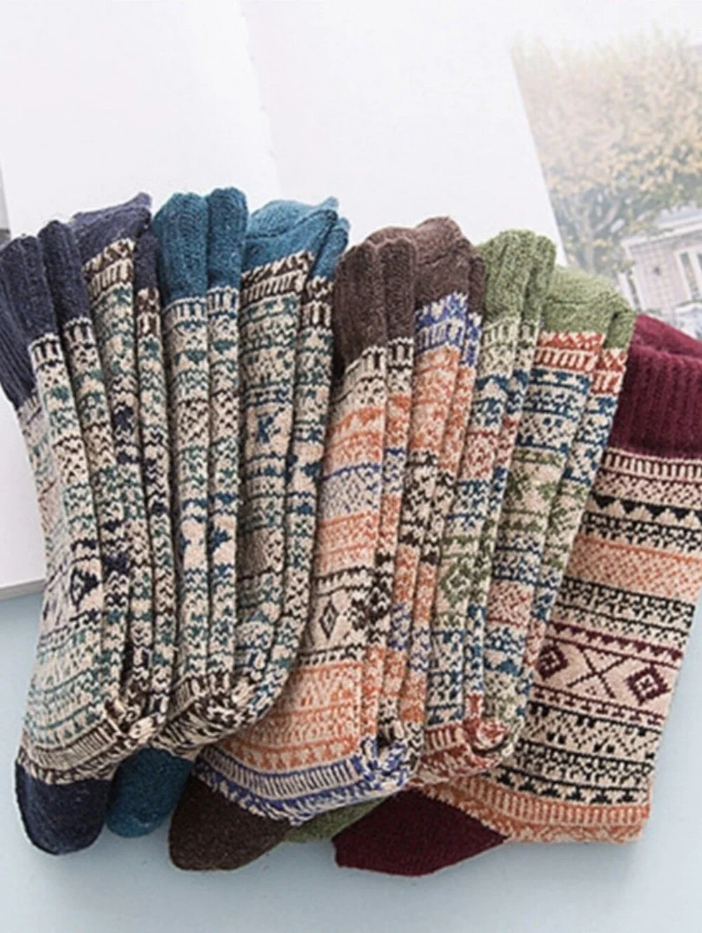 Bundle of Patterned Multicolor Crew Socks